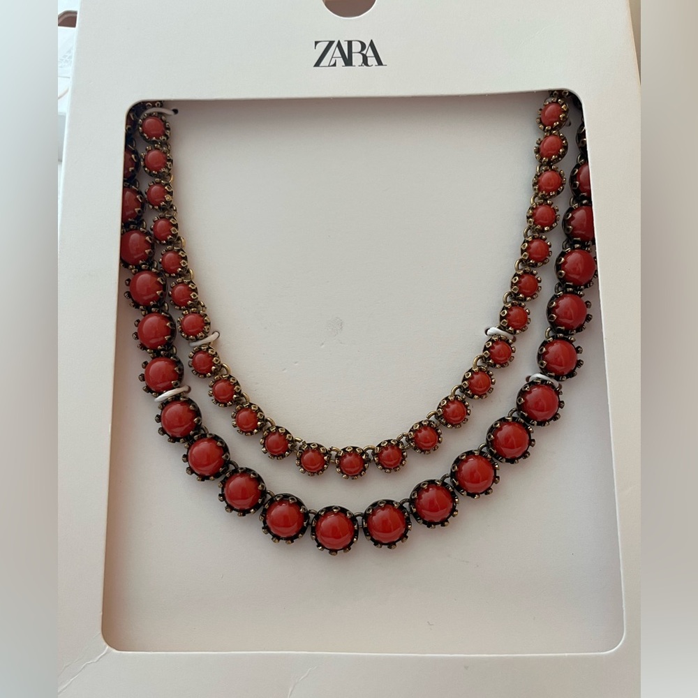Zara Bold Red Necklace Duo